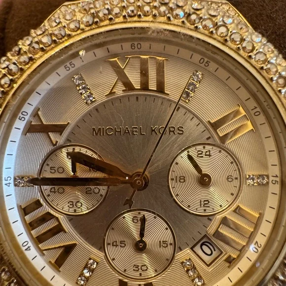 Michael Kors Gold-Tone Crystal Watch - Picture 4 of 5